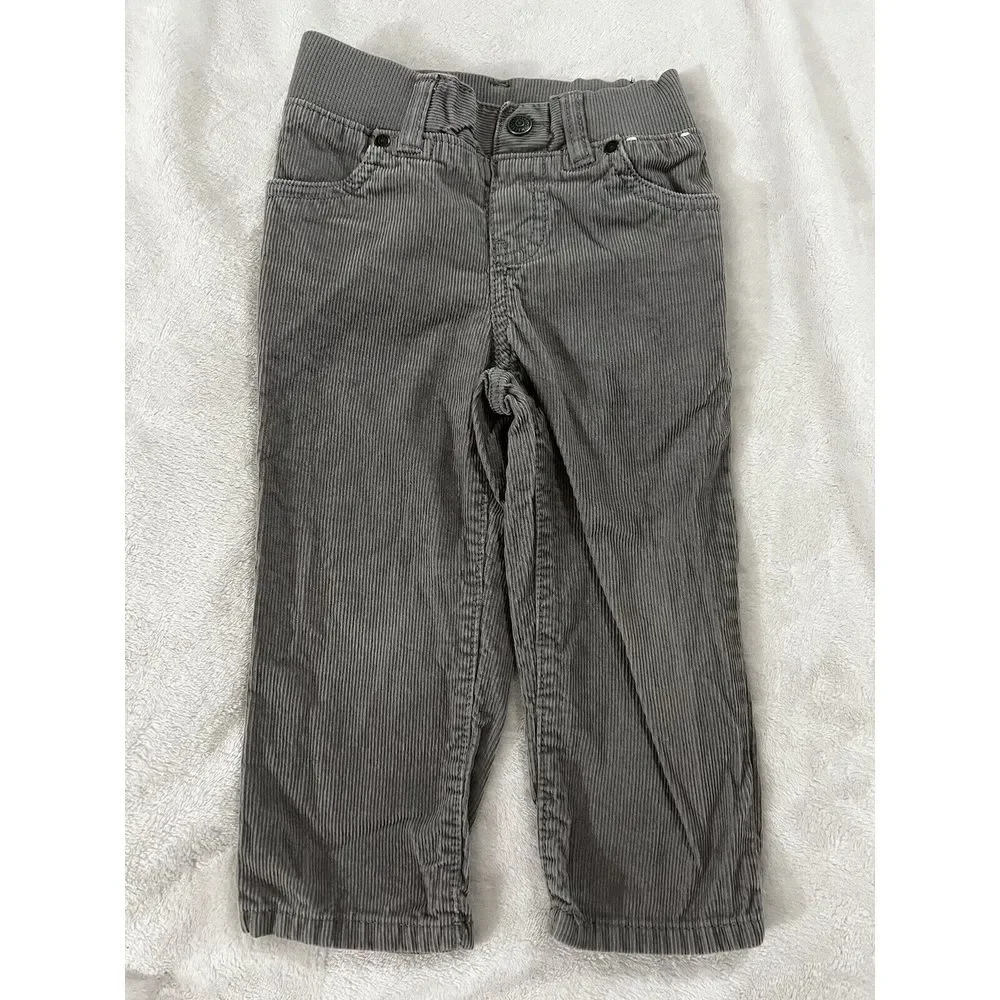Gymboree Boys‎ Corduroy Pants Size 18-24 Months Gray Elastic Waist Grey